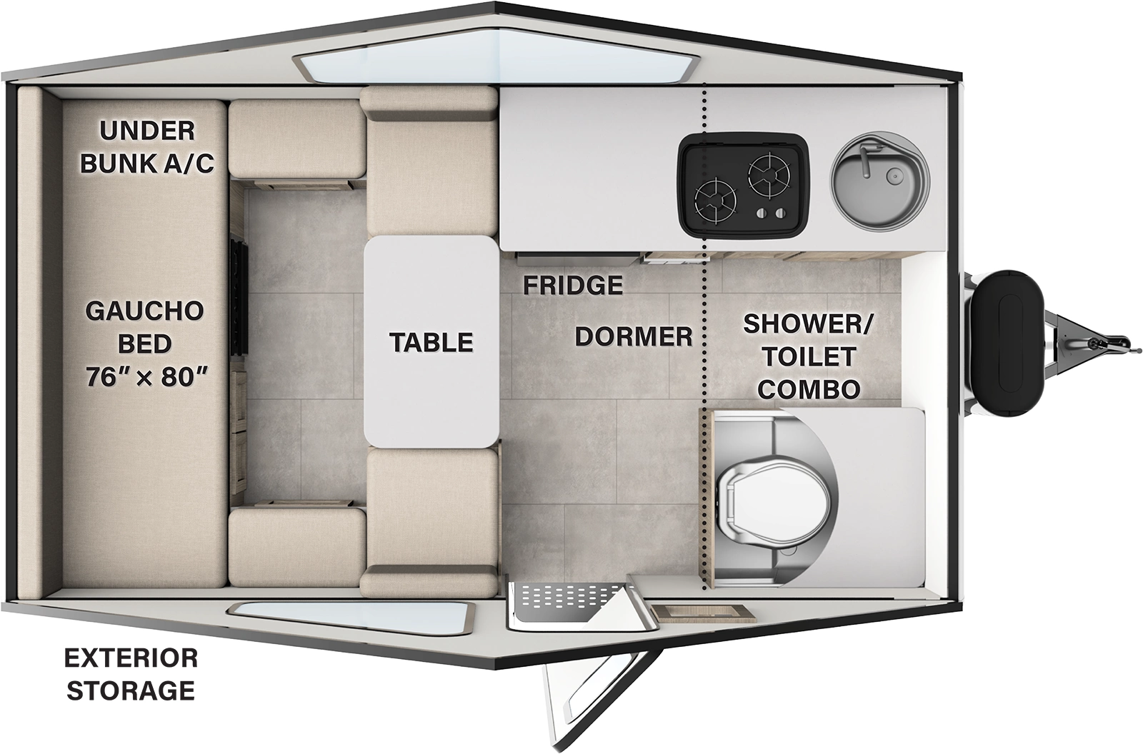 The Flagstaff Hardside Pop-Up Campers T12RG floorplan features include: toilet and hard sides.